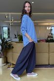 Made in Italy Perfect Breton V Long Sleeve Top Med Blue - **